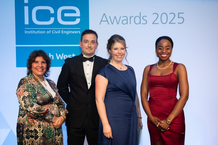 Christine has balanced the demands of work and studies with the demands of a young family, showing exceptional resilience and dedication. (L-r) Ouarda Boumendjel-Game, chair of Judges; sponsor Rob Allen; Christine Laessing and Ayo Sokale.