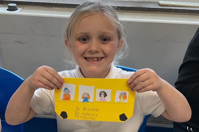 A pupil taking part in a Black History Month activity at the school.