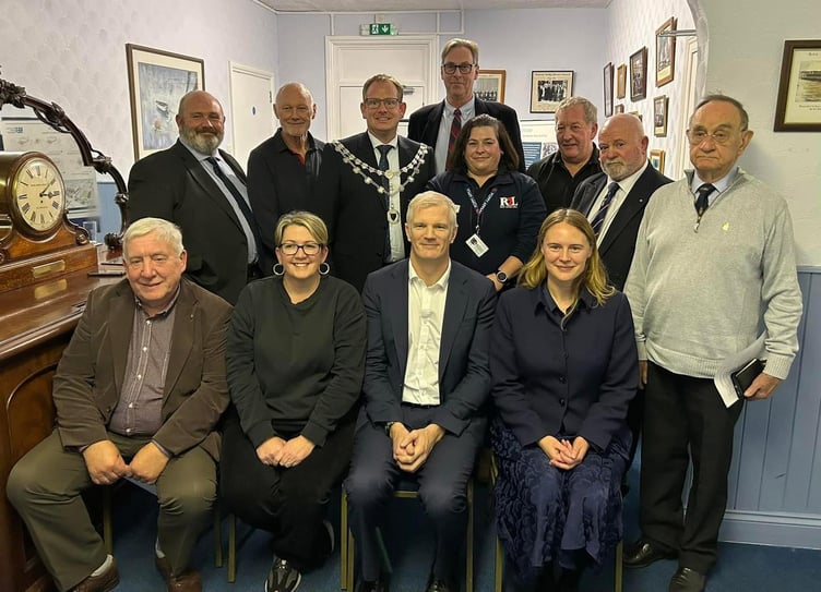 Photo attached of Anna Gelderd MP with Minister for the Armed Forces, Al Carns, at Torpoint Council with members of the Royal British Legion and local veterans.