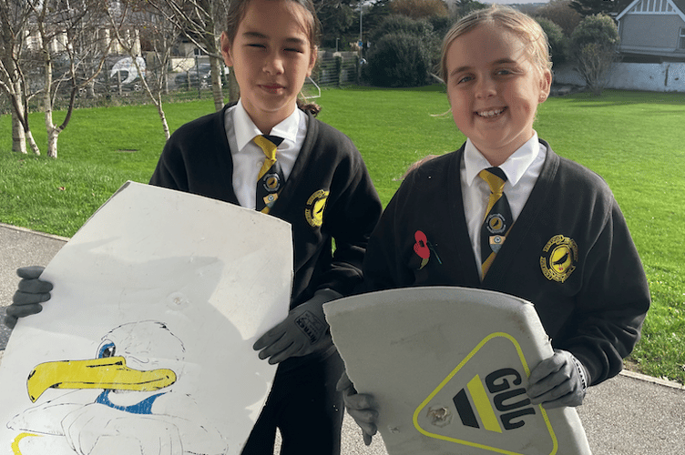 Pupils Alyssia and Ziggy say there were lessons learnt from the call to bin cheap bodyboards (Picture: Warren Wilkins)