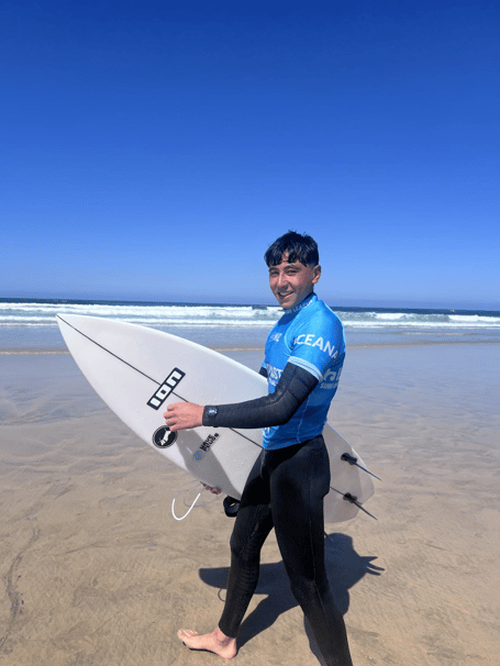 Reen Bowden-Inoue, 18, from Newquay, a carpentry apprentice at Cornwall College Camborne and member of the England Junior Surf Team