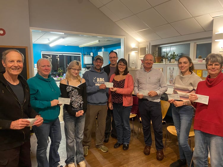 Marathon runner Simon Wengradt was on hand to present cheques to representatives from 17 different groups in the Saltash Youth Network following his marathon efforts earlier this year