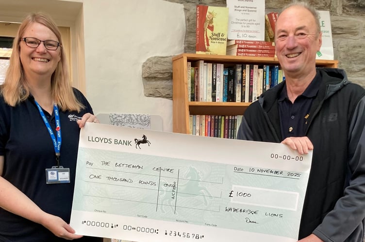 Em Burt, manager of Concern Wadebridge pictured with a member of the local lions club. (Picture: Concern Wadebridge)