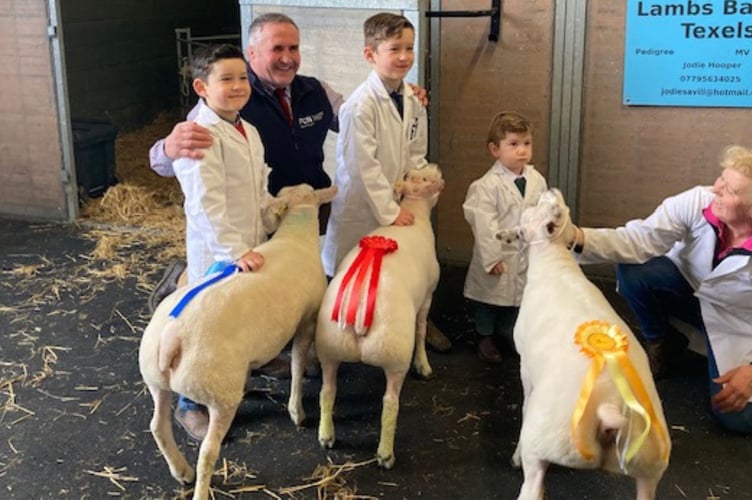 The sheep classes were well supported and G & S Renfree won the Champion Sheep and the Reserve Sheep. Pictured are youngsters Freddie, Lowen and Jago Renfree