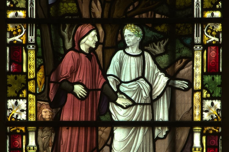 Dante and Virgil in the dark wood at Truro Cathedral