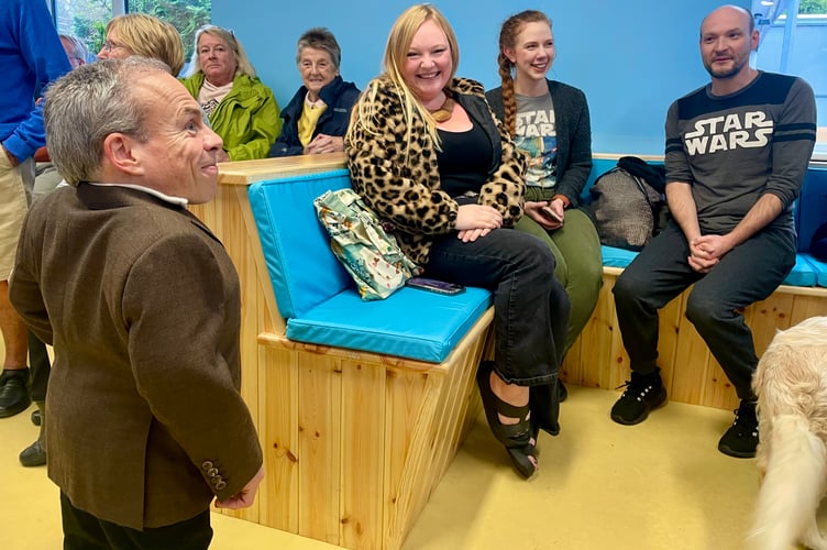 Warwick Davis chatting with clients and fans at the new Beacon VetCare facility in Par