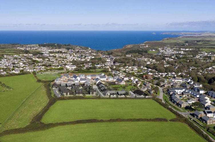A montage of the store and the completed housing development in St Agnes