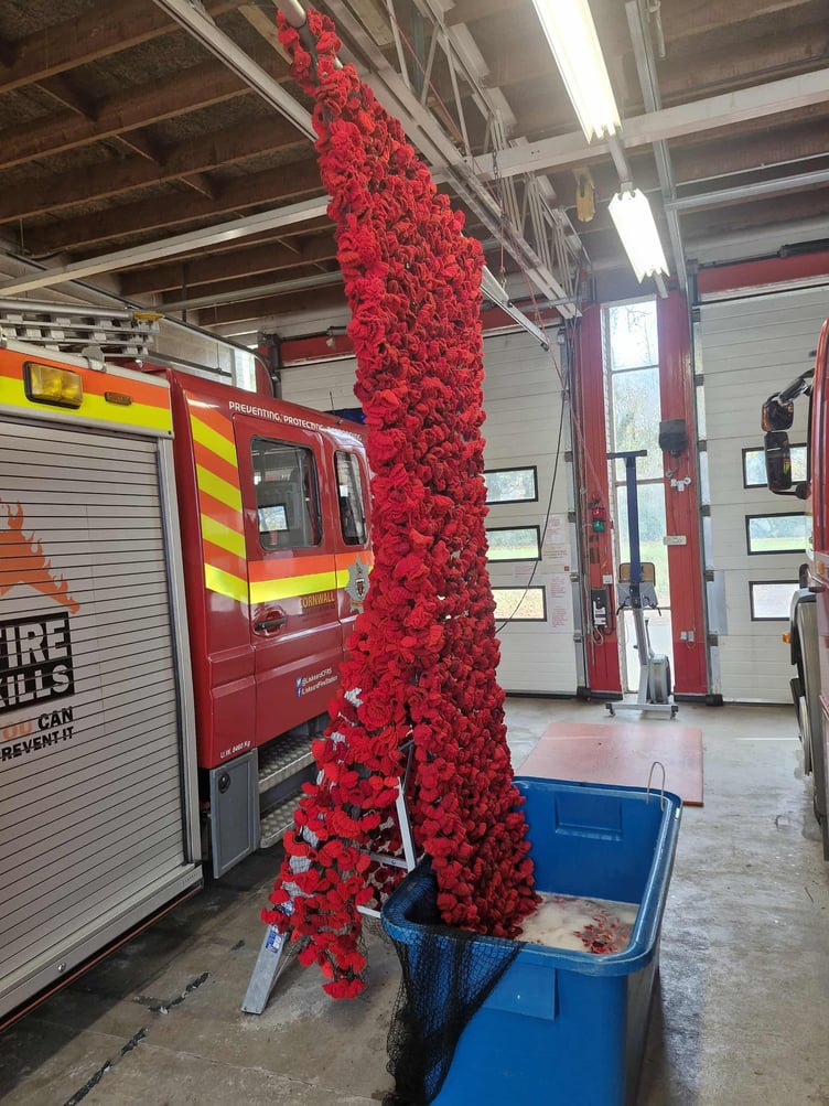 The poppy cascade in Liskeard formed a moving tribute to fallen servicemen and women during this year’s Remembrance commemorations