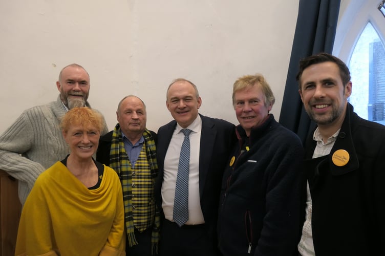 Photo of Jim Candy (third left) with Ed Davey, Leader of the Liberal Democrats, and South East Cornwall campaigners