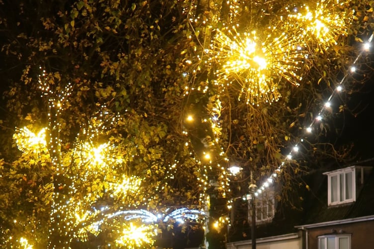 A golden glow is lining the Fore Street in Saltash this Christmas