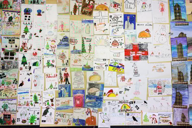 Mayor of Penzance Stephen Reynolds chose Karson Hearley's design as the winner of his Christmas Card Competition. Photo by Penzance Council