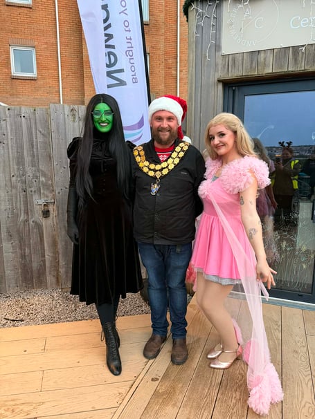 Mayor Drew Creek with Wicked Live UK and Forever Swift who performed at the Christmas lights switch on