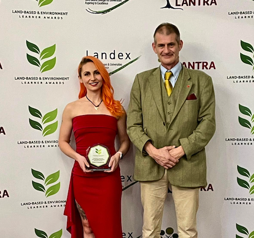 Student Kelsey O'Shaughnessy from Newquay University Centre, winner of the Environment, Conservation, Game and Wildlife Management (Higher Education Learner) category at the LantraLandex Awards