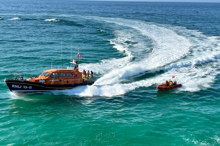St Ives RNLI all-weather lifeboat, Nora Stachura, and inshore lifeboat, Donald Dean.