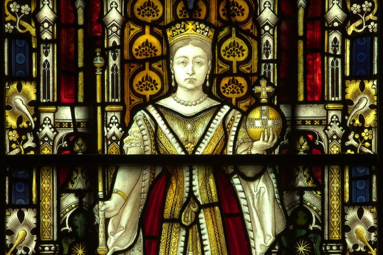 Queen Victoria gazes out of Truro Cathedral's window