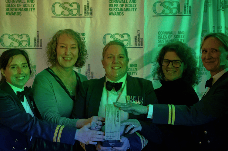 A small contingent of RAF St Mawgan personnel accepted the award