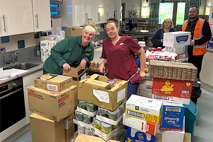 A substantial amount of festive food has been given to the children’s hospice in Cornwall.