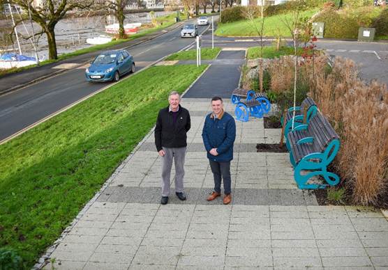 The chair of the Truro Town Deal Board Alan Stanhope joined members of the transport project to view the new measures
