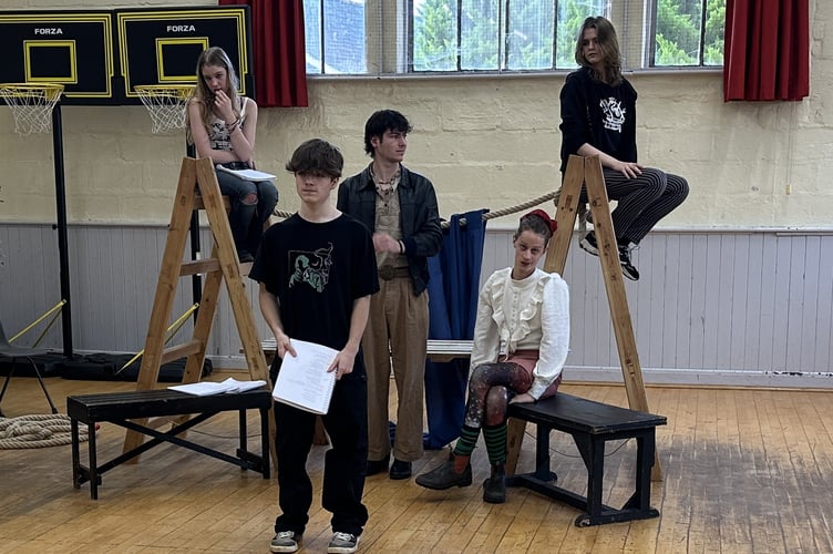 Members of Cornwall Youth Theatre in rehearsal