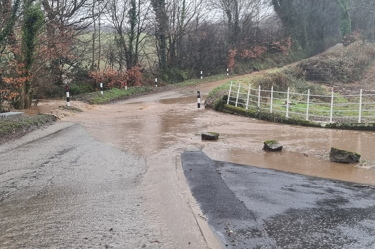 A road at Trewardle, near Blisland, has flooded amid a deluge of rain from Storm Gerotti (Picture: Submitted)