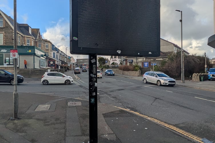The parking indicator sign outside Playland has been damaged (Picture: Warren Wilkins)