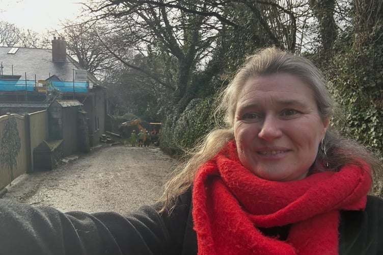 Jayne Kirkham in Penryn following Storm Goretti