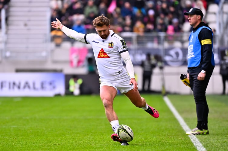 Exeter Chiefs star Henry Slade lands a conversion in their European Challenge Cup clash with Stade Francais