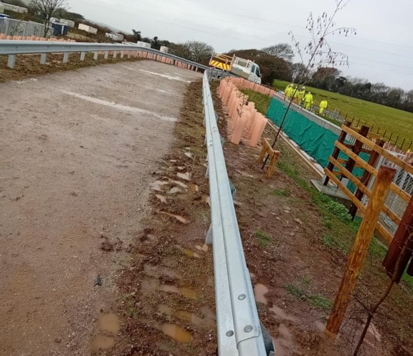 Newly planted trees on the top deck and embankments of the Marazanvose bridge