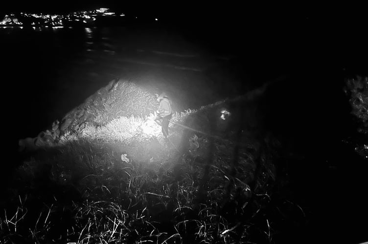 A member of the Coastguard team was lowered down to the casualty (Picture: Newquay Coastguard Search and Rescue Team)