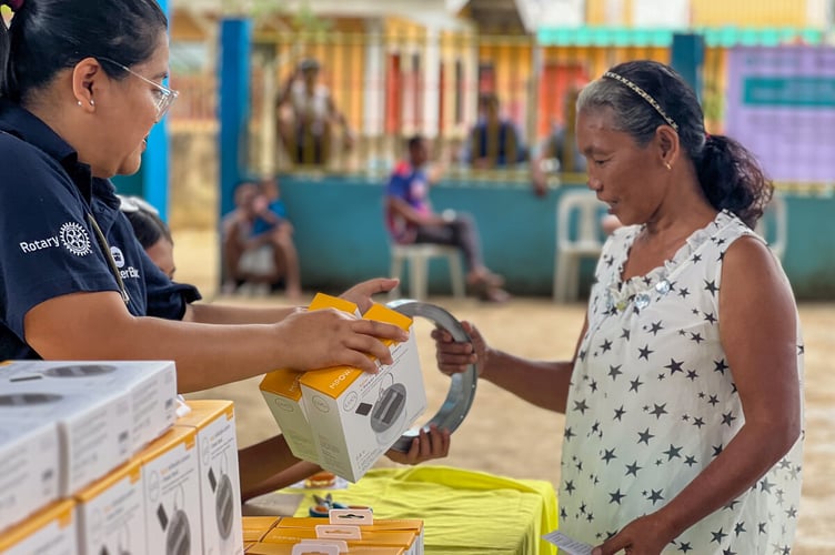 Solar lights were distributed after Typhoon Bualoi