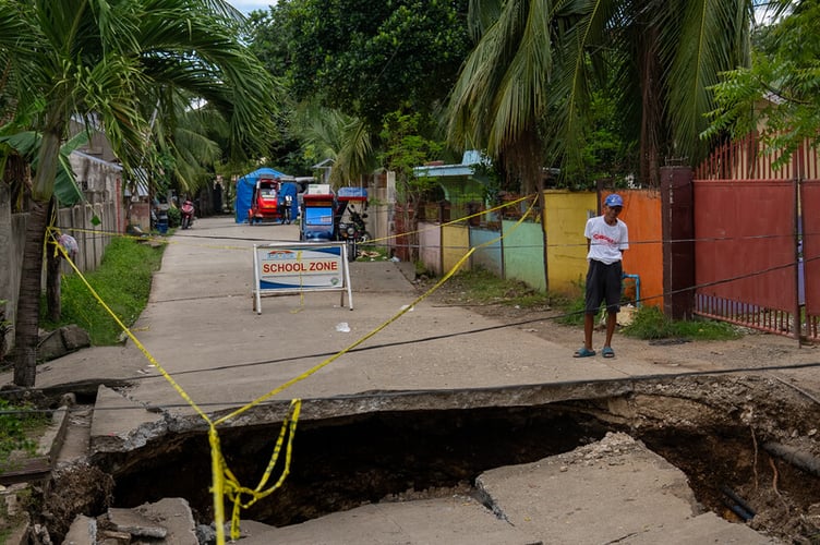 The earthquake was so powerful it buckled roads and destroyed houses