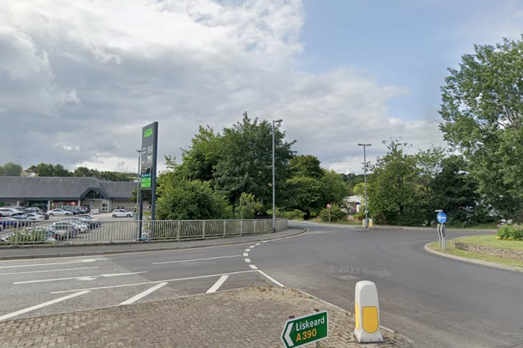 There was a police presence on the roundabout outside the Asda store in St Austell. (Picture: Google)
