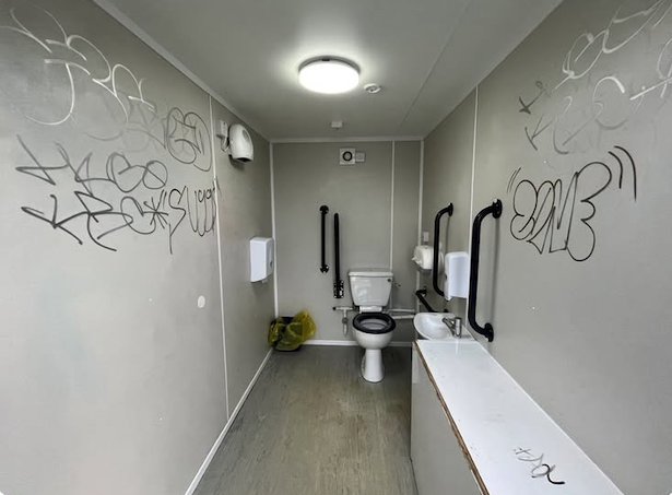 Graffiti has been daubed on the walls (Picture: Newquay Town Council)