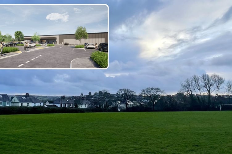 Aldi Supermarkets have put forward proposals to build on Burraton Field (inset) a vision of how the store would look