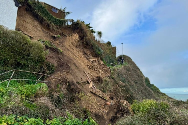 A large section of cliff collapsed (Picture: Newquay Coastguard Search and Rescue Team)