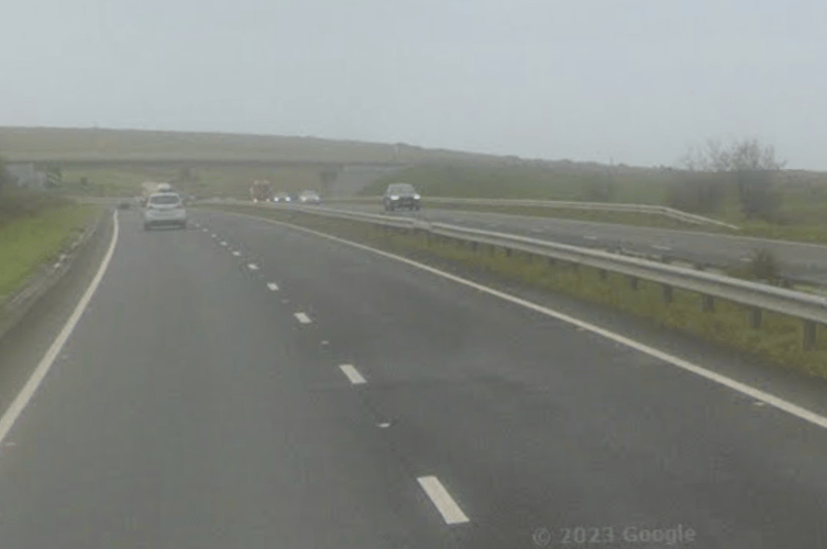 The A30 westbound at Temple Tor, where the incident took place (Picture: Google)