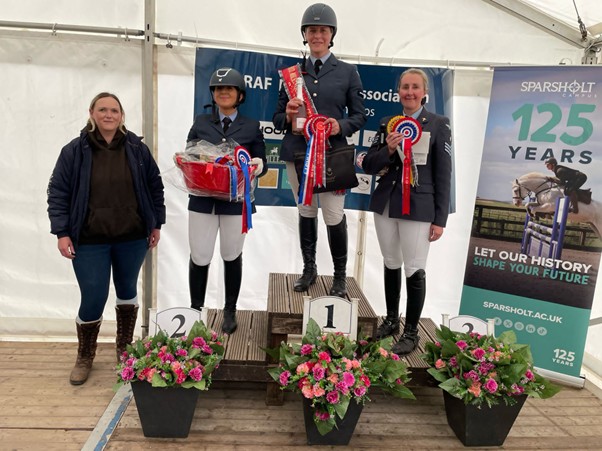 AS2 Duke RAF St Mawgan competing in dressage at the RAF Championships 2025, winning the Medium Dressage class position no 1