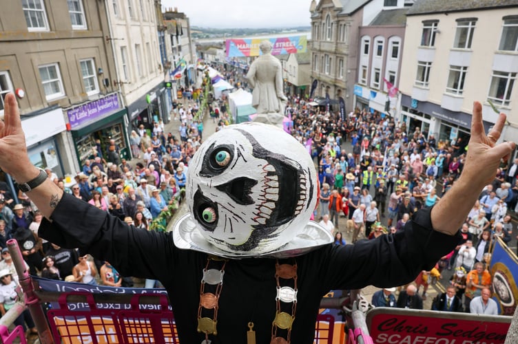 Tens of thousands of people fill Penzance on Saturday 28 June for Mazey Day, the highlight of Golowan Festival. Photo by Penzance Council