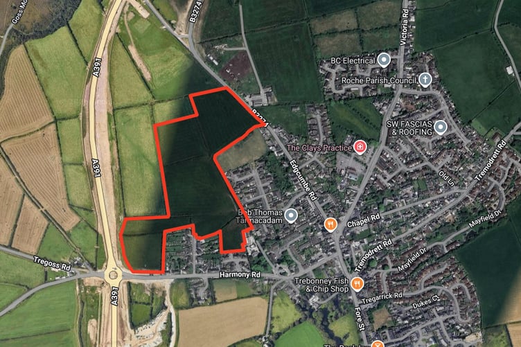 The site that will be developed in the village of Roche. (Picture: Google/Vistry Group)