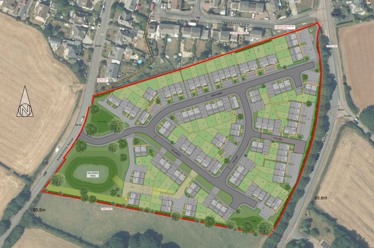 An image of the proposed housing development at Gear Farm, Camborne 