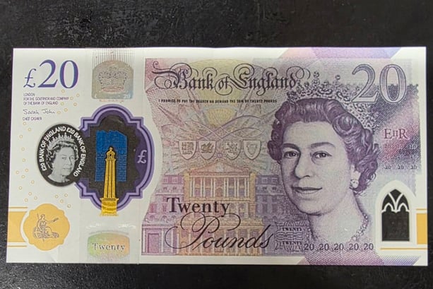 One of the fake £20 notes impounded by Trewoon Post Office.
