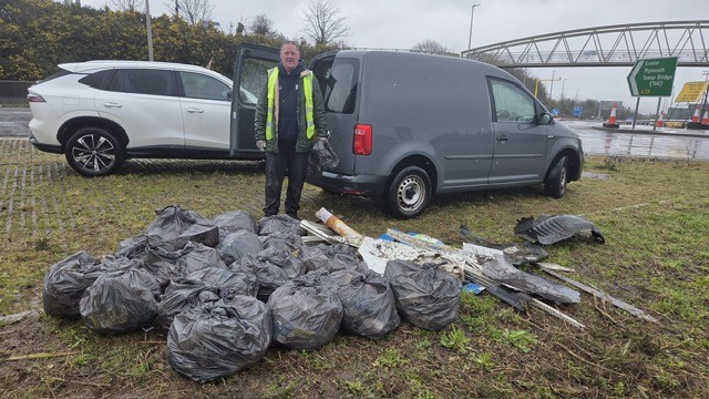 Cornwall councillor Paul Cador took it upon himself to do something about the waste and debris on Carkeel roundabout in Saltash
