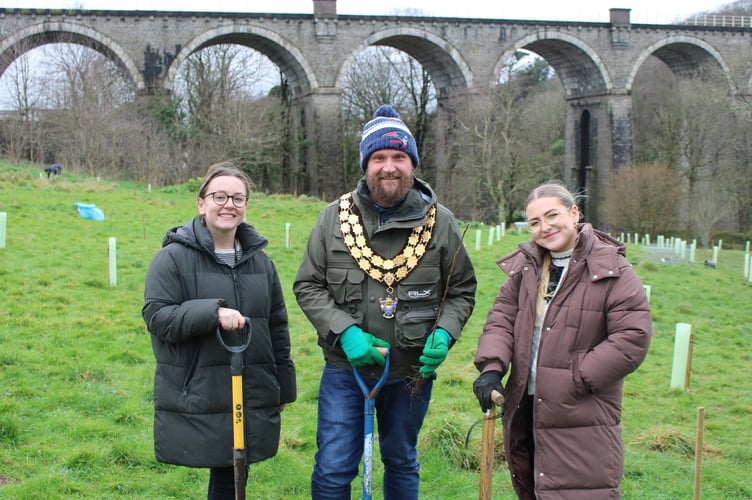 Mayor Drew Creek was among the volunteers planting trees (Picture: Newquay Town Council)
