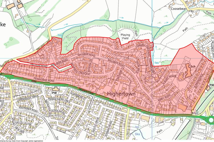 Roger Duque is banned from the area shown in red