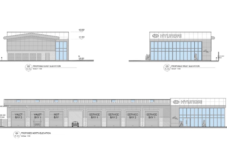 Drawings showing how the new Hawkins Motors building will look. (Picture: Kernow Cad)