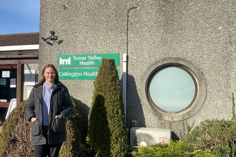 MP Anna Gelderd outside Callington Health Centre