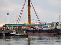 Key Penzance bridge lifted onto barge for refurbishment 