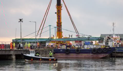 Key Penzance bridge lifted onto barge for refurbishment 