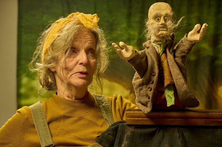 Mazed Tales project lead Sue Field alongside the puppet of folklore collector William Bottrell