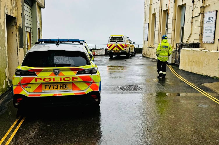 Emergency services at the scene (Picture: Newquay Coastguard Search and Rescue Team)